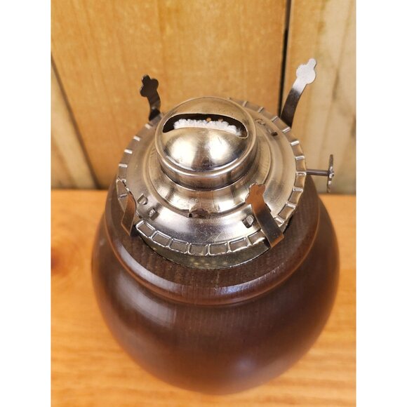 Vintage Primitive Oil Lamp with Wooden Base - Picture 7 of 9